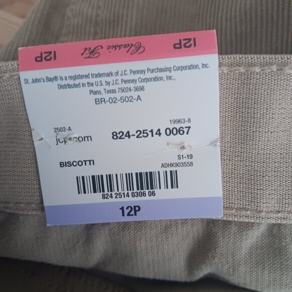 St.John’s Bay Petite Tan Corduroy Pants 12P slender straight leg - Picture 4 of 4